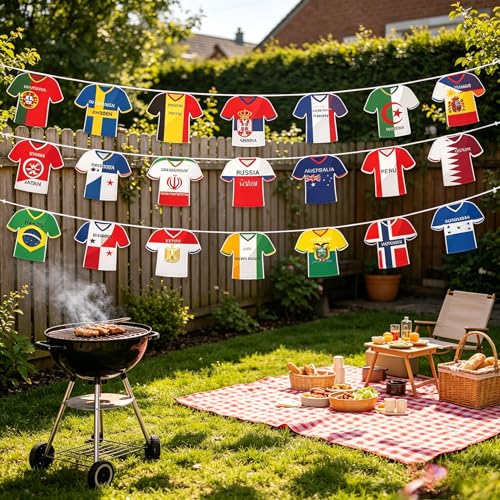 49PCS 2026 World Cup Soccer Jersey Flag Bunting Banner - World Cup Flags Merchandise Decorations for Sports Events, Soccer Themed Parties, Olympic Festivals Celebration Home Office Bar Party Decor(Not among the top 48 teams) — view 4