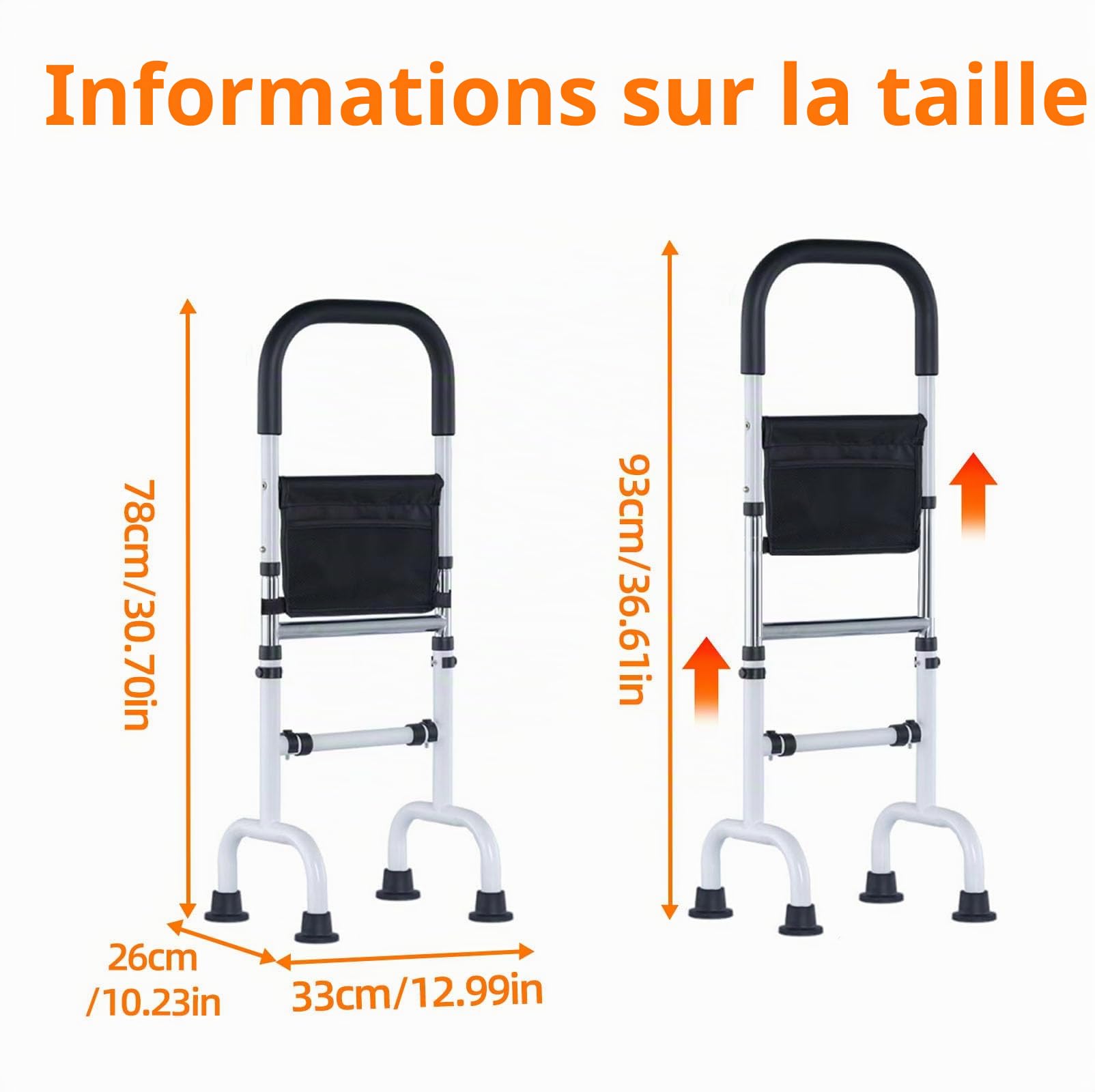 Aide Lever pour Personnes Âgées & Adulte, Aide Position Debout Hauteur Réglable, Support Redressement, Aide Marche pour Utilisation Maison, Lit, Toilettes, Canapé, Domicile (136KG Capacité)