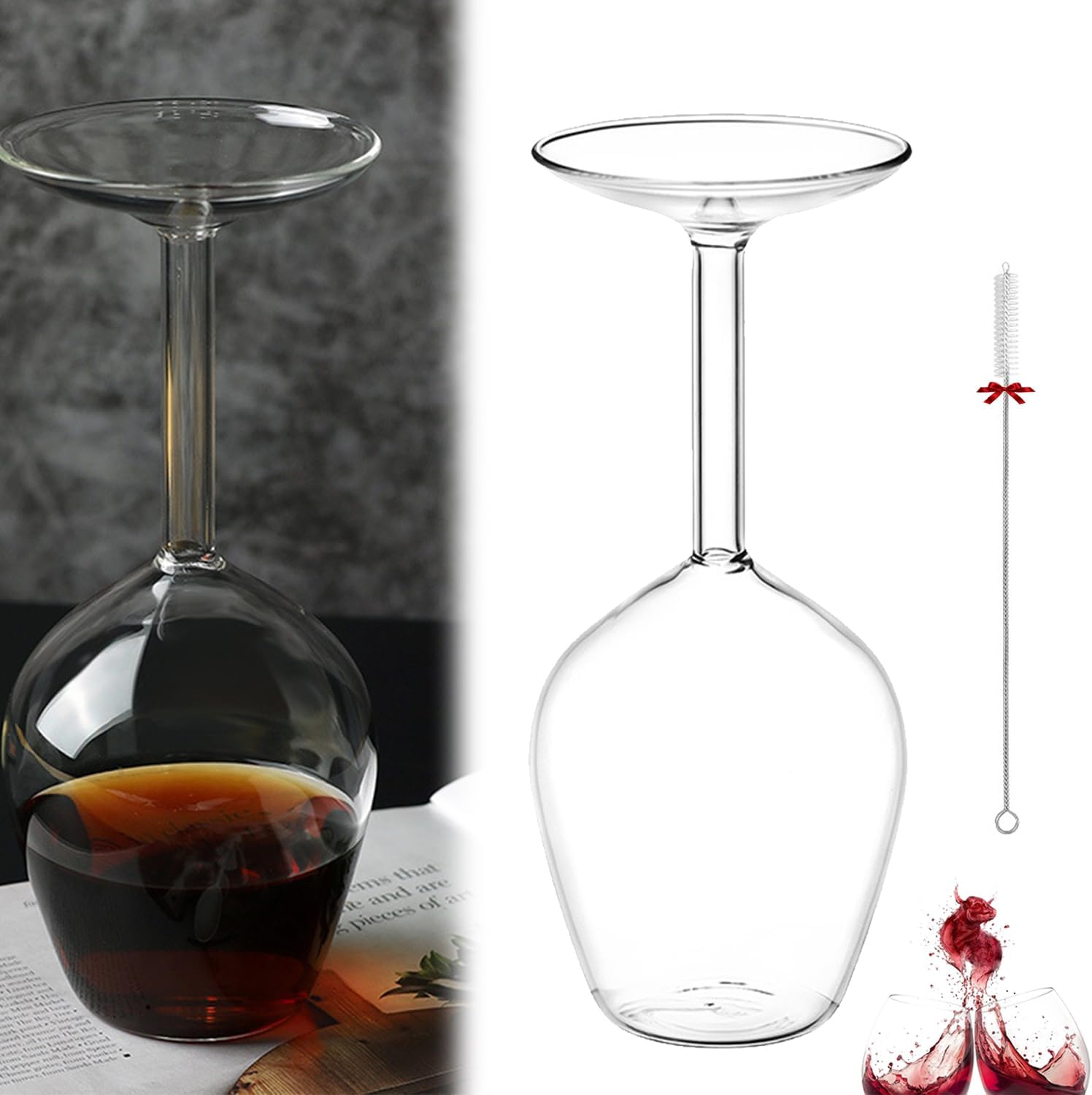 Flipglass, Upside Down Wine Glass, Unique Wine Glasses for Women or Men, Glasses Fun and Cool Wine Gift for Christmas, Party or Wedding 14 Fl Oz (2PCS)