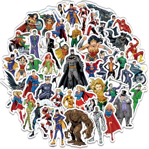 Classic Superhero Stickers Small, 50 PCS Waterproof Stickers for Water Bottles, Laptop, Skateboard, Phone, Hero Anime Stickers for Fans, Teens, Adult (50PCS-1)