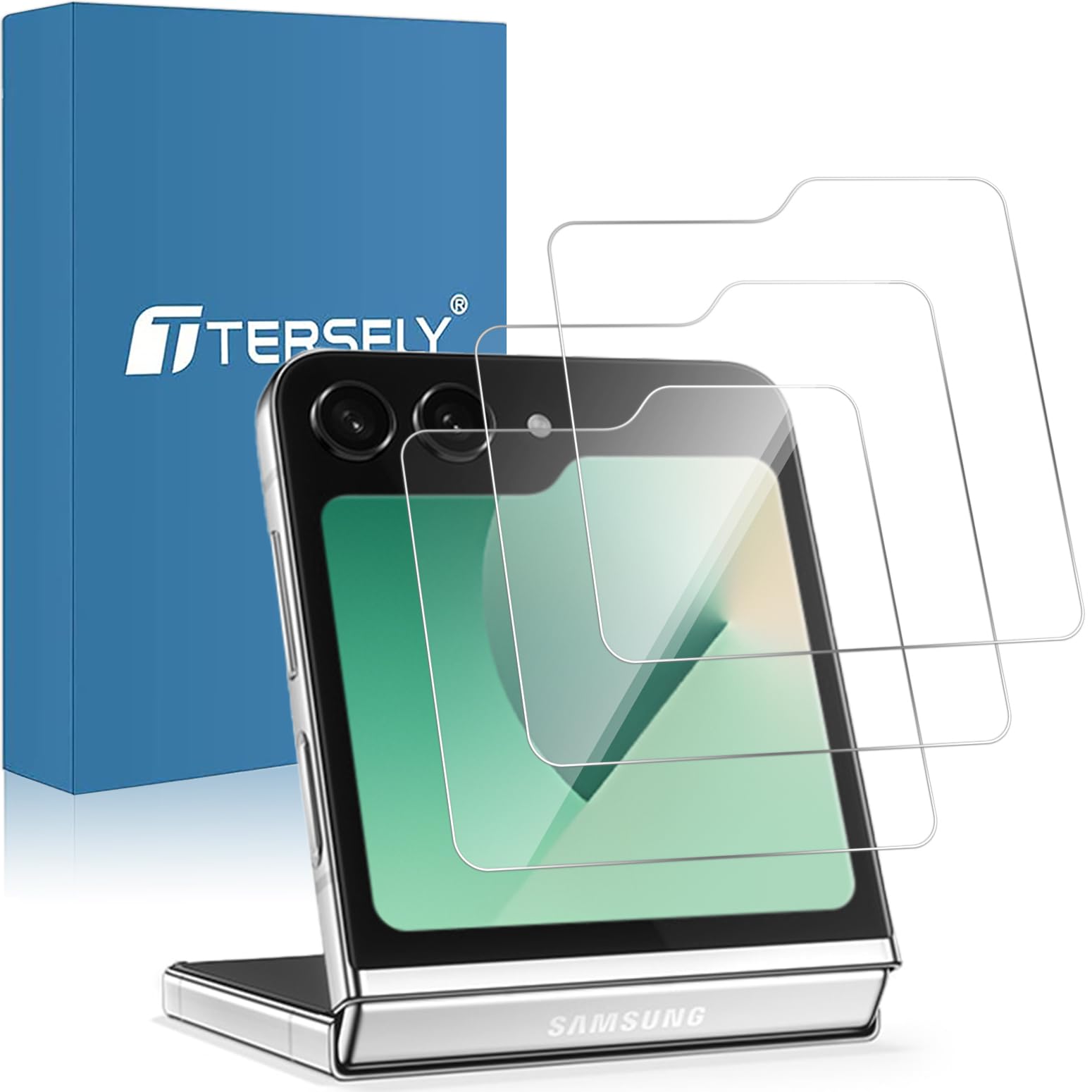 T Tersely 3 Pack Screen Protector for Samsung Galaxy Z Flip 5/6 5G, 9H Tempered Glass Front Screen Protector