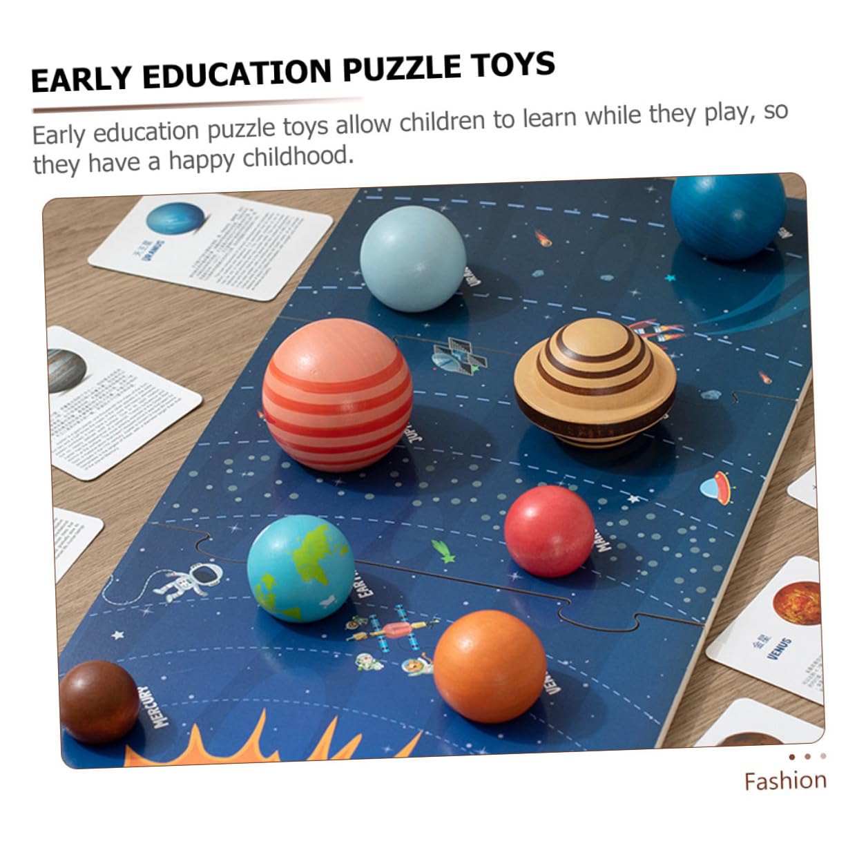 SUPVOX Puzzle in Legno dei Pianeti Solari per Bambini Piccoli, Gioco Educativo di Abbinamento Cognitivo Spaziale Otto Pianeti e Base Liscia, Giocattolo Interattivo per Apprendimento Stem