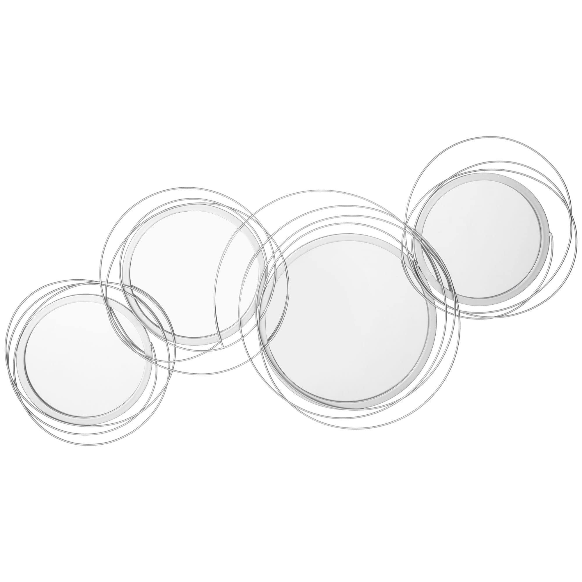 HOMCOM Lote de 4 Espejos Redondos de Metal Plateado - 107 x 56 cm