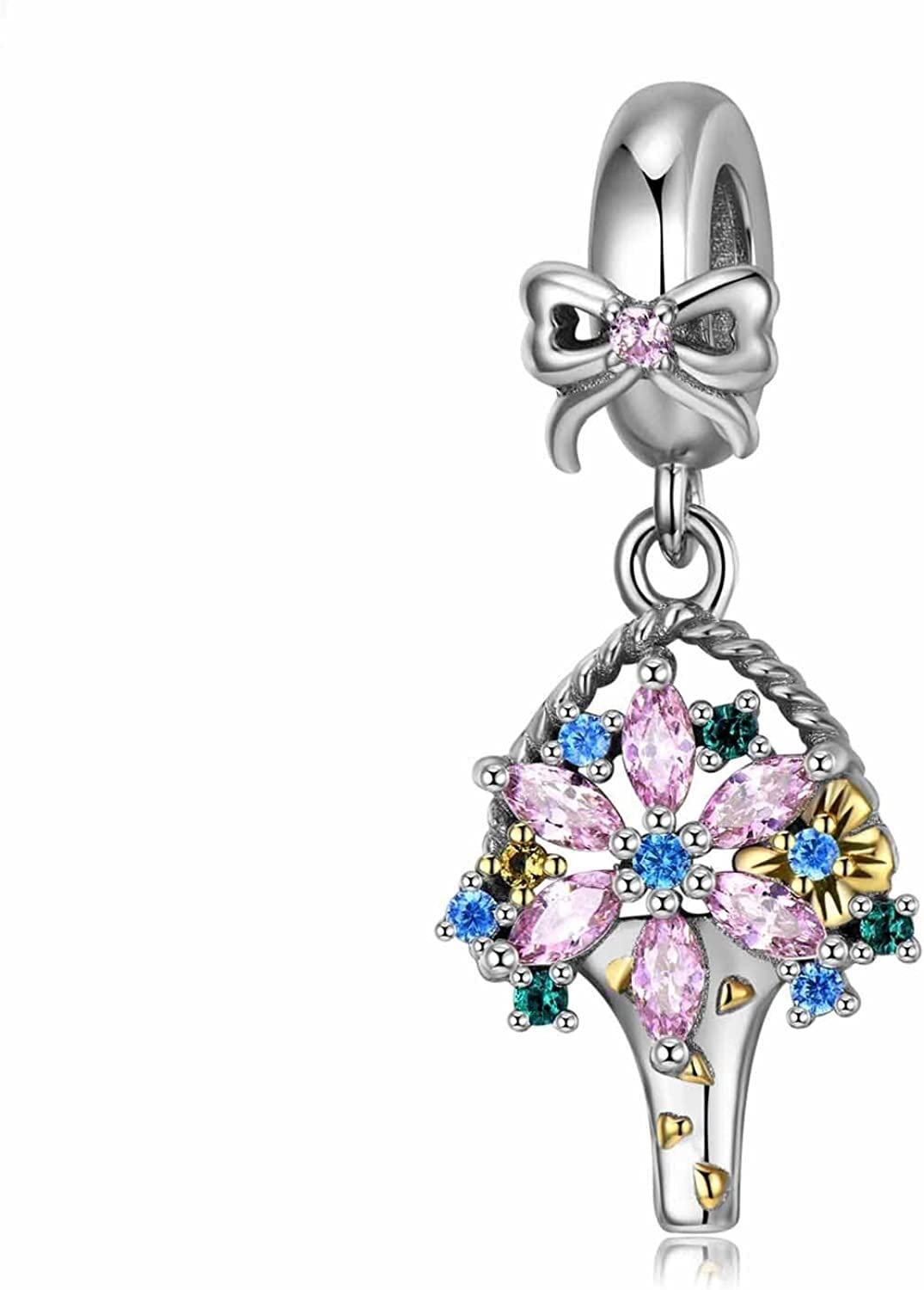 Abalorio de paloma en plata 925 compatible con pulsera europea para mujer 7