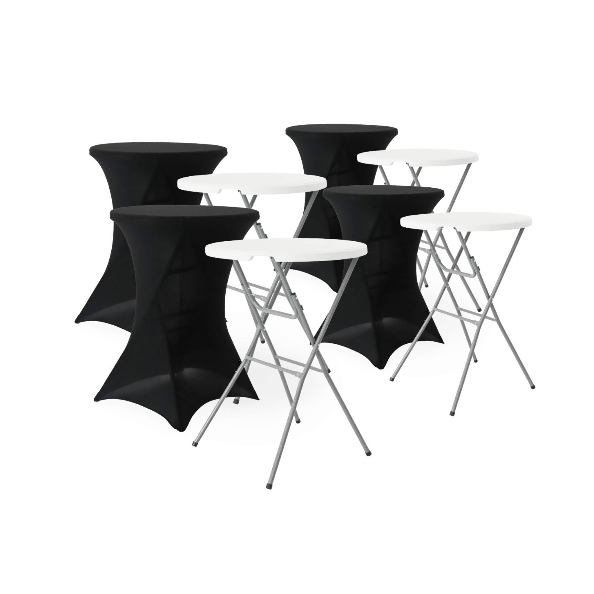 sweeek - Lot de 4 Tables de réception Pliantes Acier avec Housse de Protection Housse en Polyester noit Gala