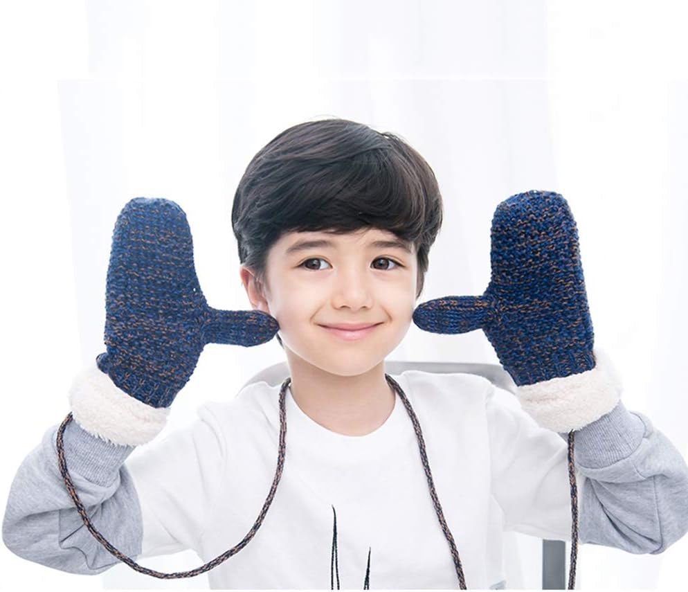 Child Gloves, Autumn and Winter Outdoor Knitting Keep Warm Boys and Girls (1-10 Years Old) Mittens，2 Sizes, 4 Colors (Color : Blue-208.5CM)