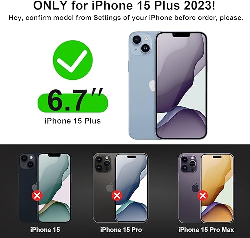 Miniatura 8 de Jiunai Funda tipo cartera para iPhone 15 Plus con 4 tarjeteros de piel sintética, función atril, ranura para tarjetas, cierre magnético, bloqueo