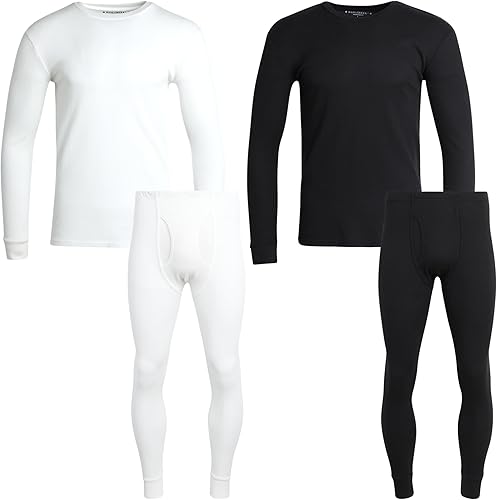 Bass Creek Outfitters Conjunto de ropa interior térmica para hombre, camisa de punto gofre de 4 piezas y pantalones largos, juego de capa base para