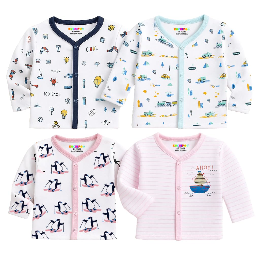 kuchipoo Baby Boys Front Open Full Sleeves 100% Cotton T-Shirt-picture-14