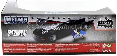 Miniatura 8 de Jada Toys 1:24 Batman Animated Series Batmobile - Coche fundido a presión con figura de Batman de 2.75 pulgadas, juguetes para niños y adultos
