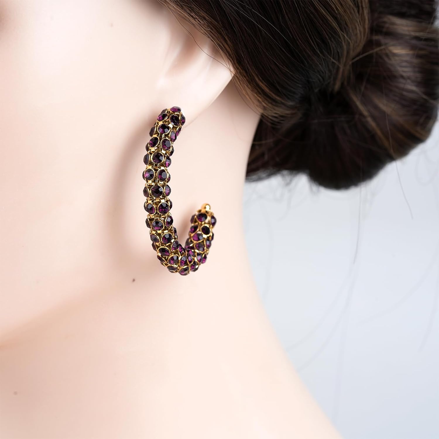 Sparkly big Hoop Earrings For Women Statement Oval Rhinestone 18K Gold Plated Chunky Earrings Dainty Lightweight Earrings Trendy Jewelry - Image 7