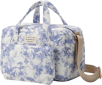 Lushandy Small Diaper Bag Tote, Quilted Puffy Diaper Bag Crossbody Mini Floral Baby Travel Bags for Girl Mommy Bags