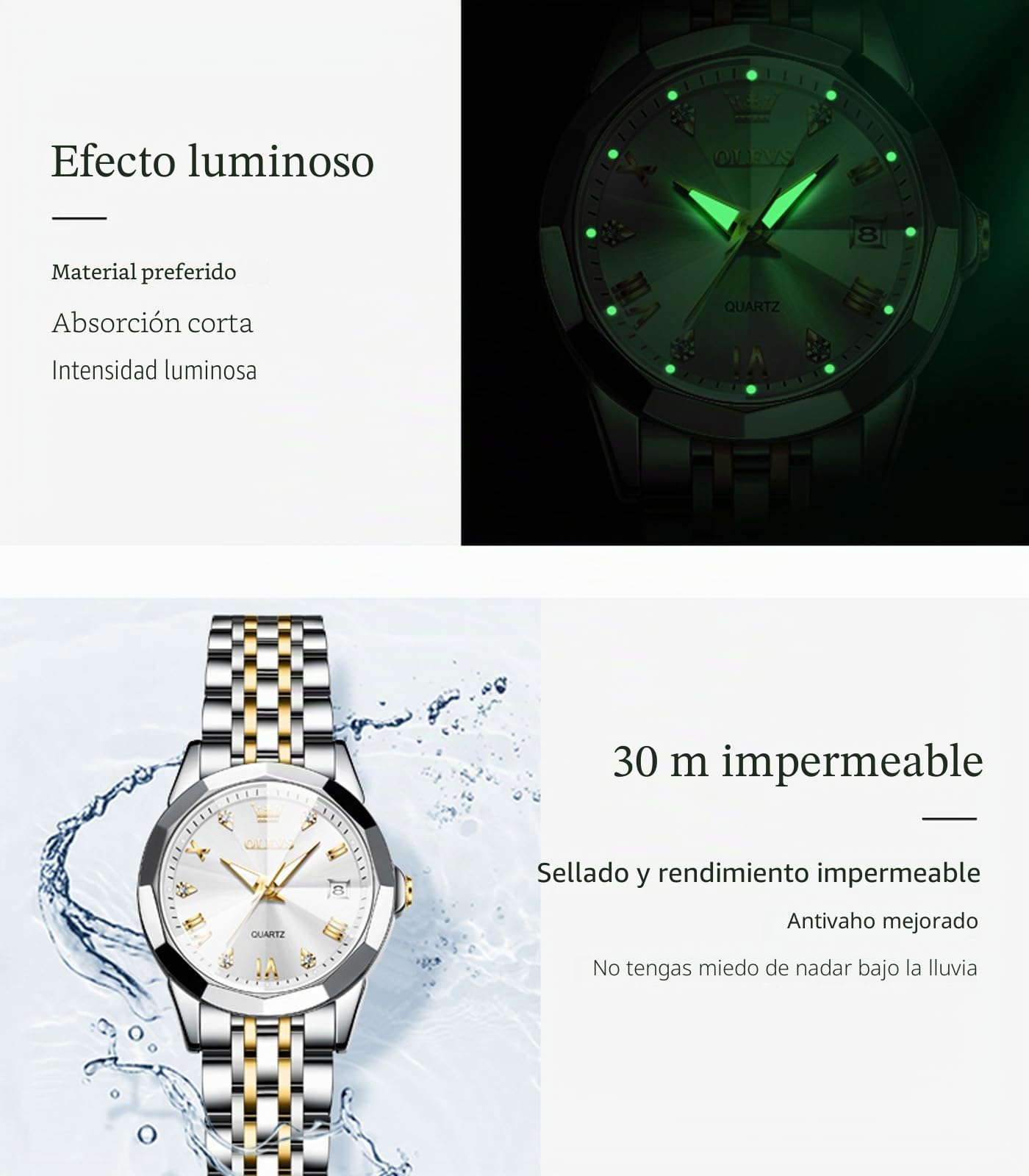 OLEVS Relojes Femeninos Moda Diamante Roma Digital Femenino analógico Cuarzo Acero Inoxidable Impermeable Fecha Luminosa Regalo de Relojes Femeninos