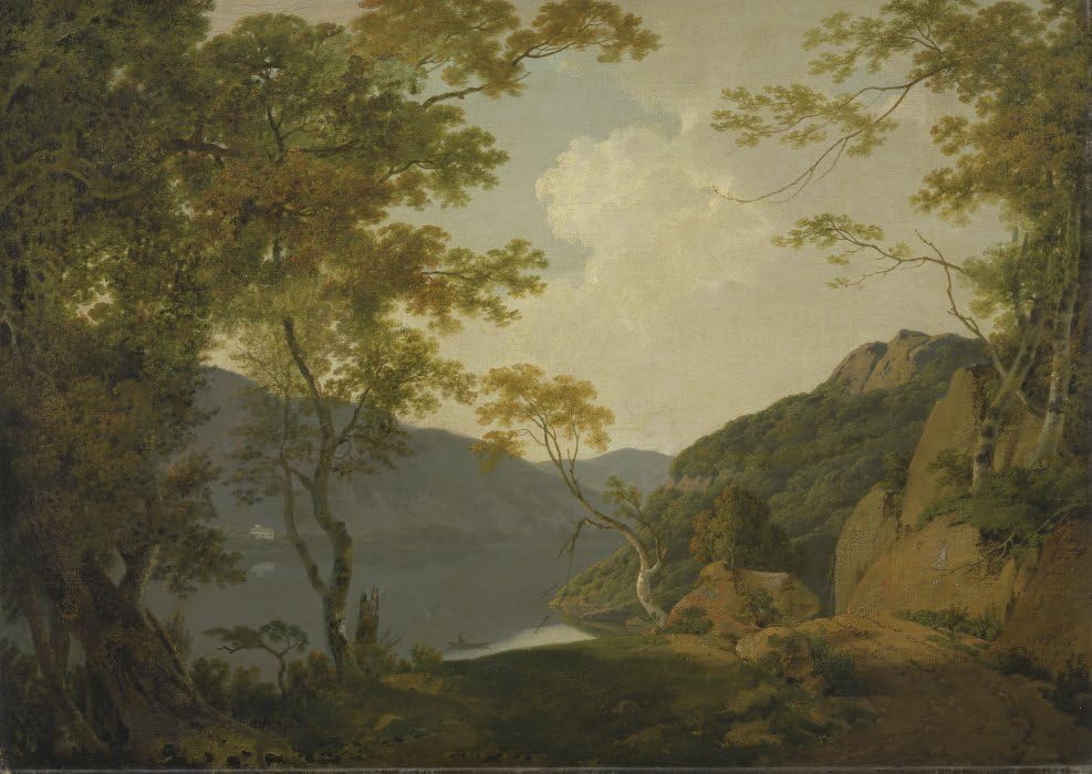 Pintura murales decor en lienzo de Wright of Derby, cuadro de lago 60x90cm