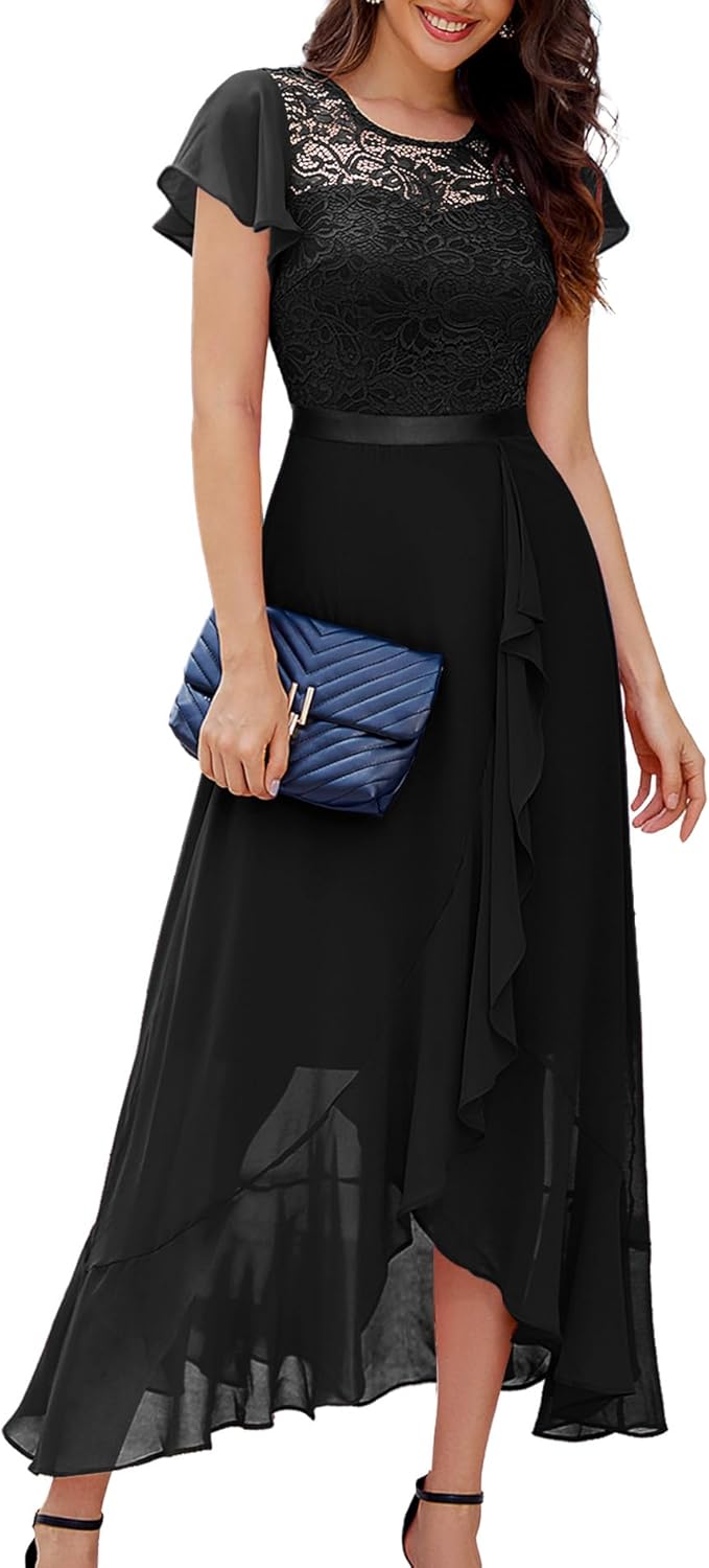 BeryLove Formal Dresses for Women 2025 Wedding Guest with Slit Cocktail Elegant Lace Long Prom Dress