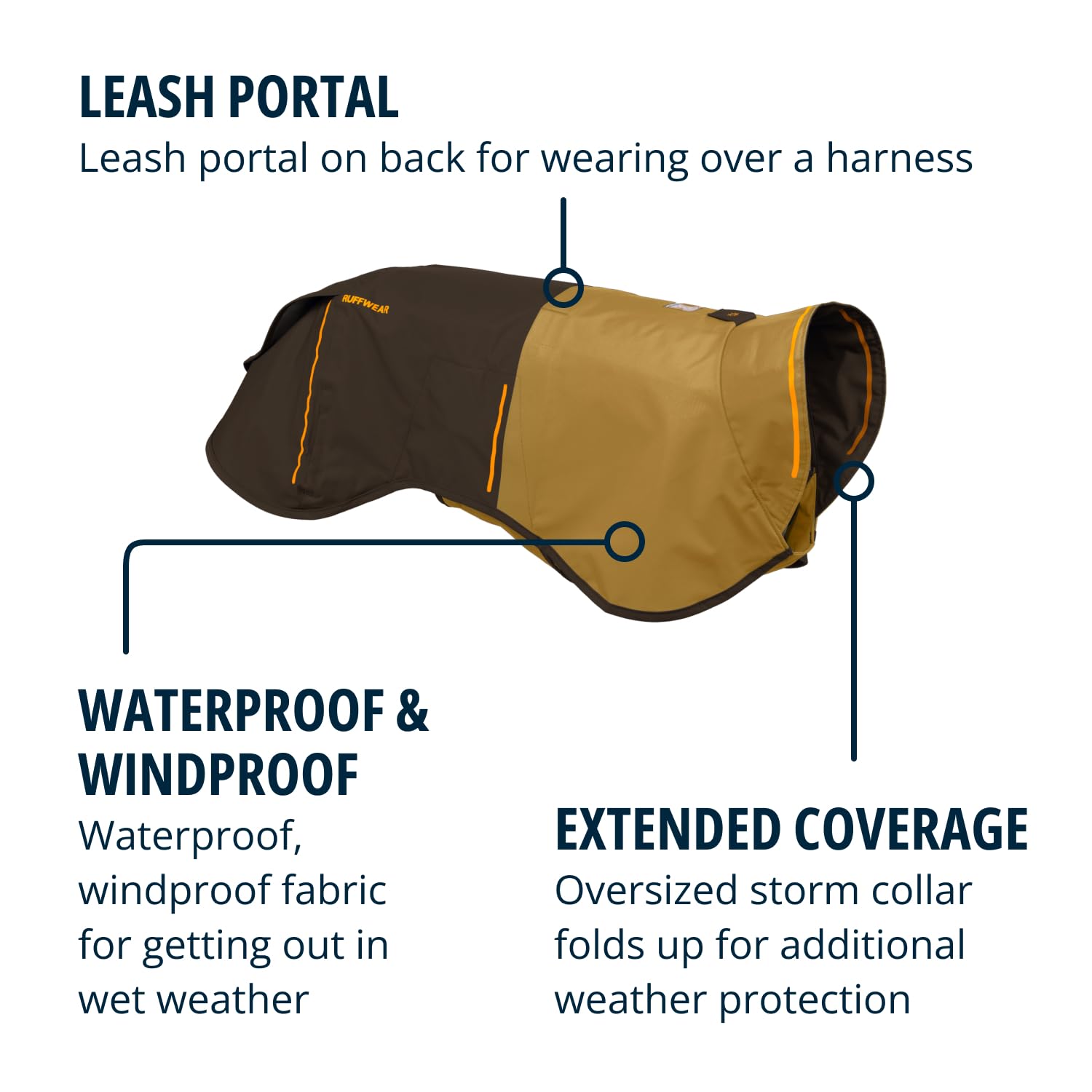 RUFFWEAR Sun Shower Medium Dog Rain Jacket, All Weather Dog Coat, Waterproof Dog Jacket, Lightweight Weatherproof Dog Vest Overcoat & Dog Rain Coat, Size M, Earth Brown - Image 2