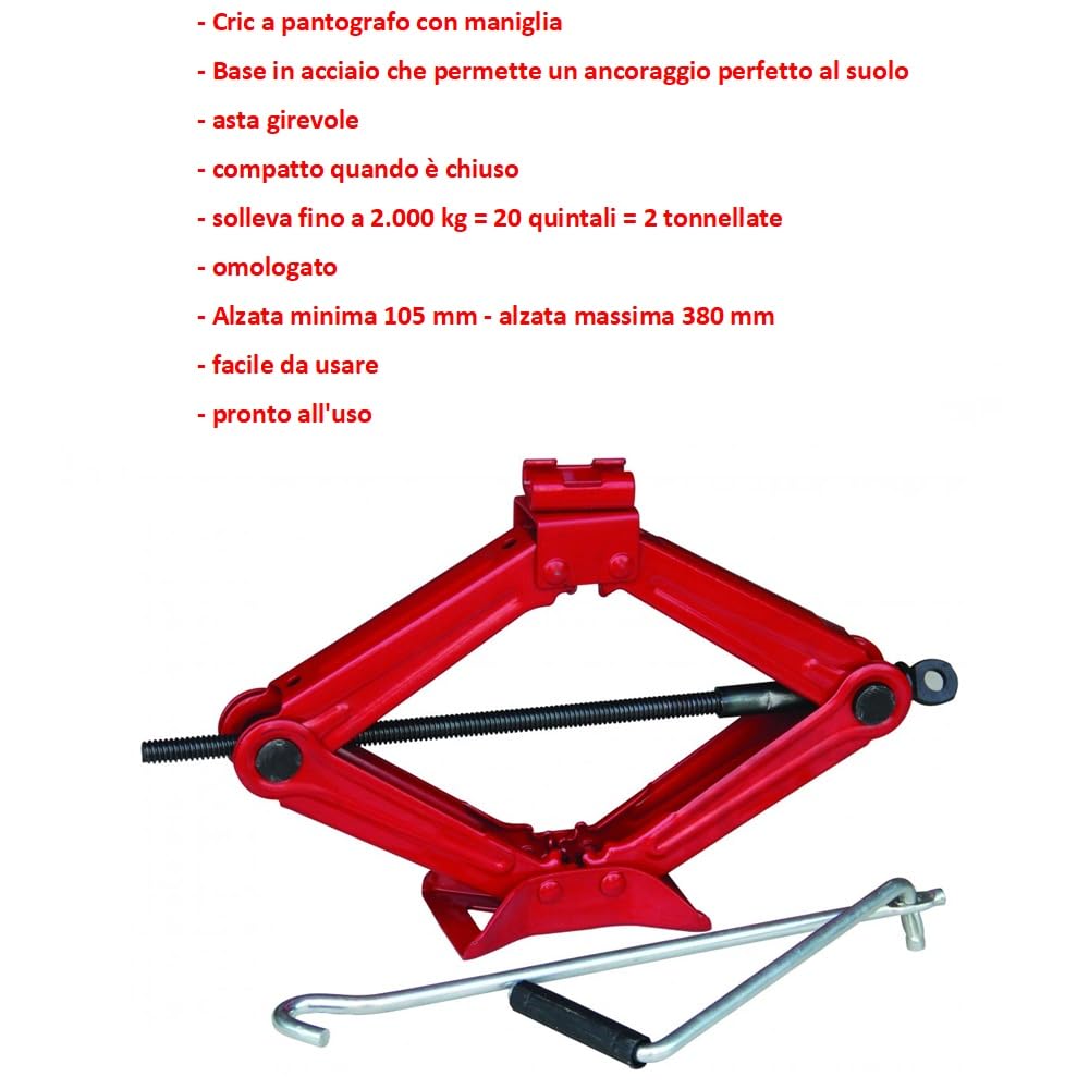 COMPATIBILE CON AC KIT SOS EMERGENZA STRADALE PER AUTO CRIC A PANTOGRAFO CRICK+CHIAVE A CROCE PER BULLONI+TRIANGOLO DI EMERGENZA+GIUBBINO FLUO