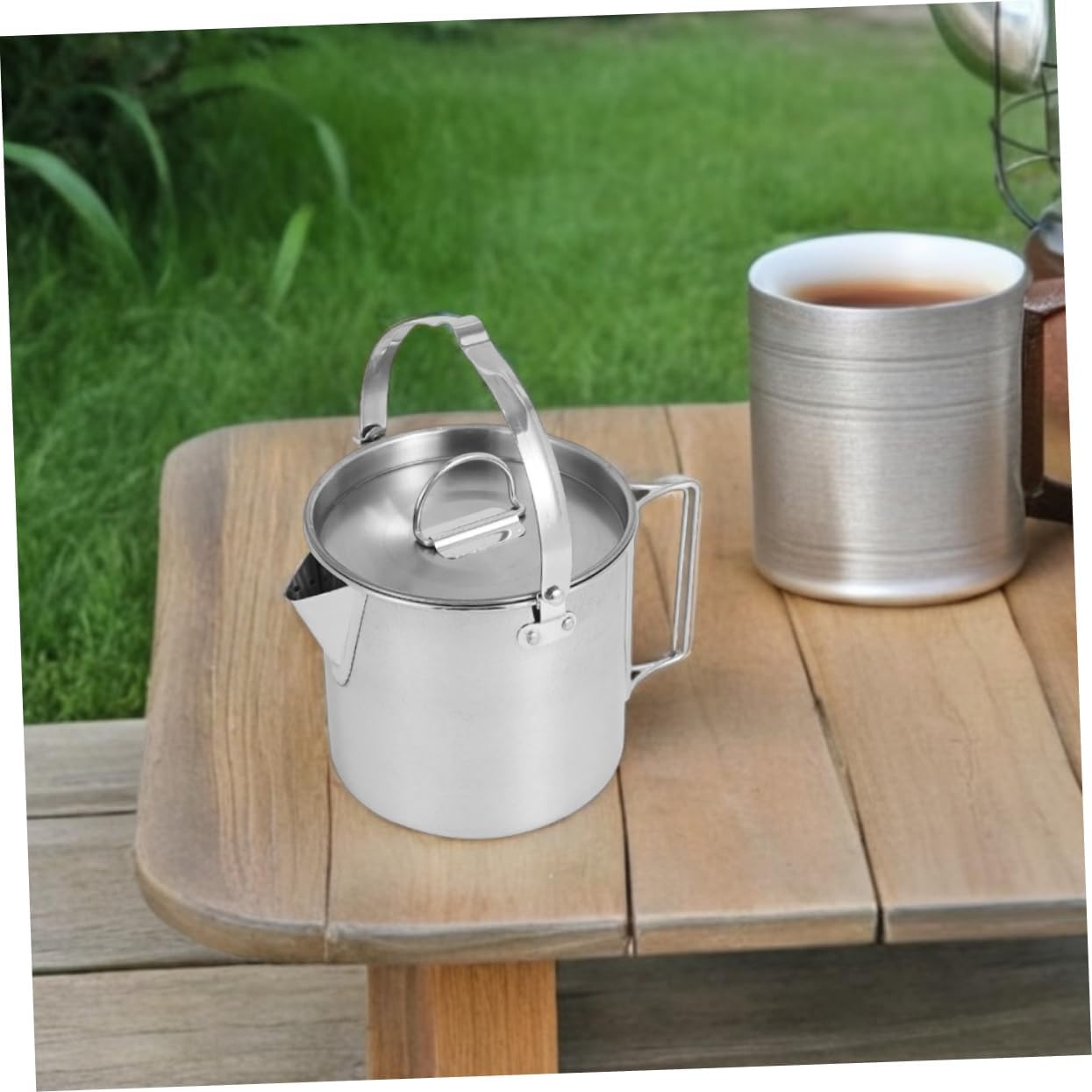 Happyyami Portable Outdoor Coffee Pot Stainless Steel Kettle for Camping Fast Heating Teapot for Hiking Picnics and Travel Convenient Hanging Design for Efficient Use