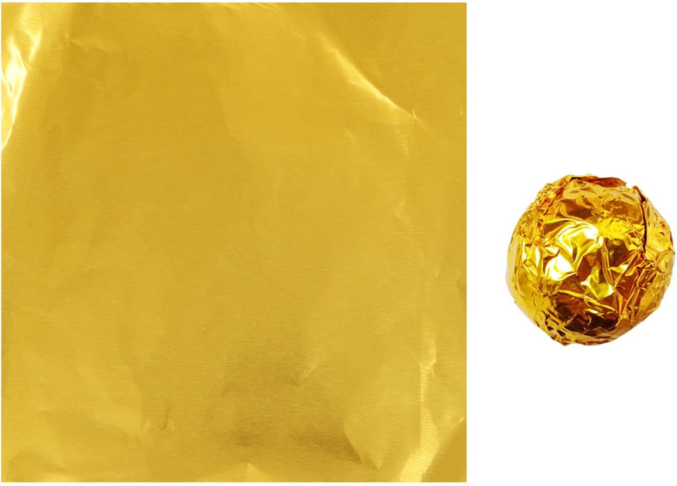 Aluminium Foil Paper 200PCS 4x4 inches / 10x10cm Golden Square Candy Wrapper, Sugar Tin Foil Wrappers for DIY Candy Packaging