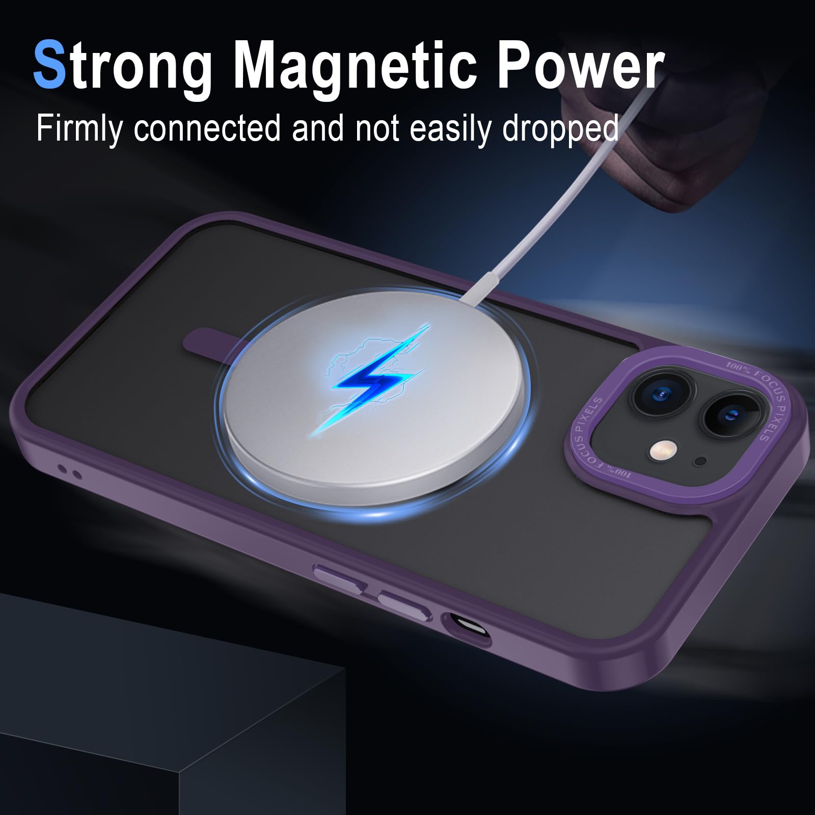 XTCASE Cover Magnetica per iPhone 12/12 Pro [Compatibile con MagSafe], Custodia Traslucida Opaca Posteriore Resistente ai graffi TPU Bumper Antiurto Sottile Protettiva Case, Viola