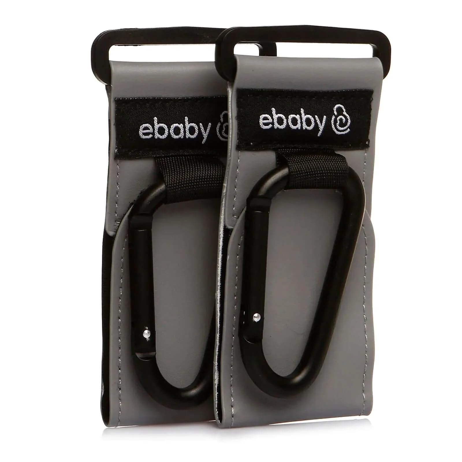 ebaby Universal Stroller Carrying Hook - Double Set | Baby Pushchair Stroller Hook Holder Organizer | Shopping Bag Holder, Changing Bag & Stroller Organiser Holders | Handy Carry Clip (Black)