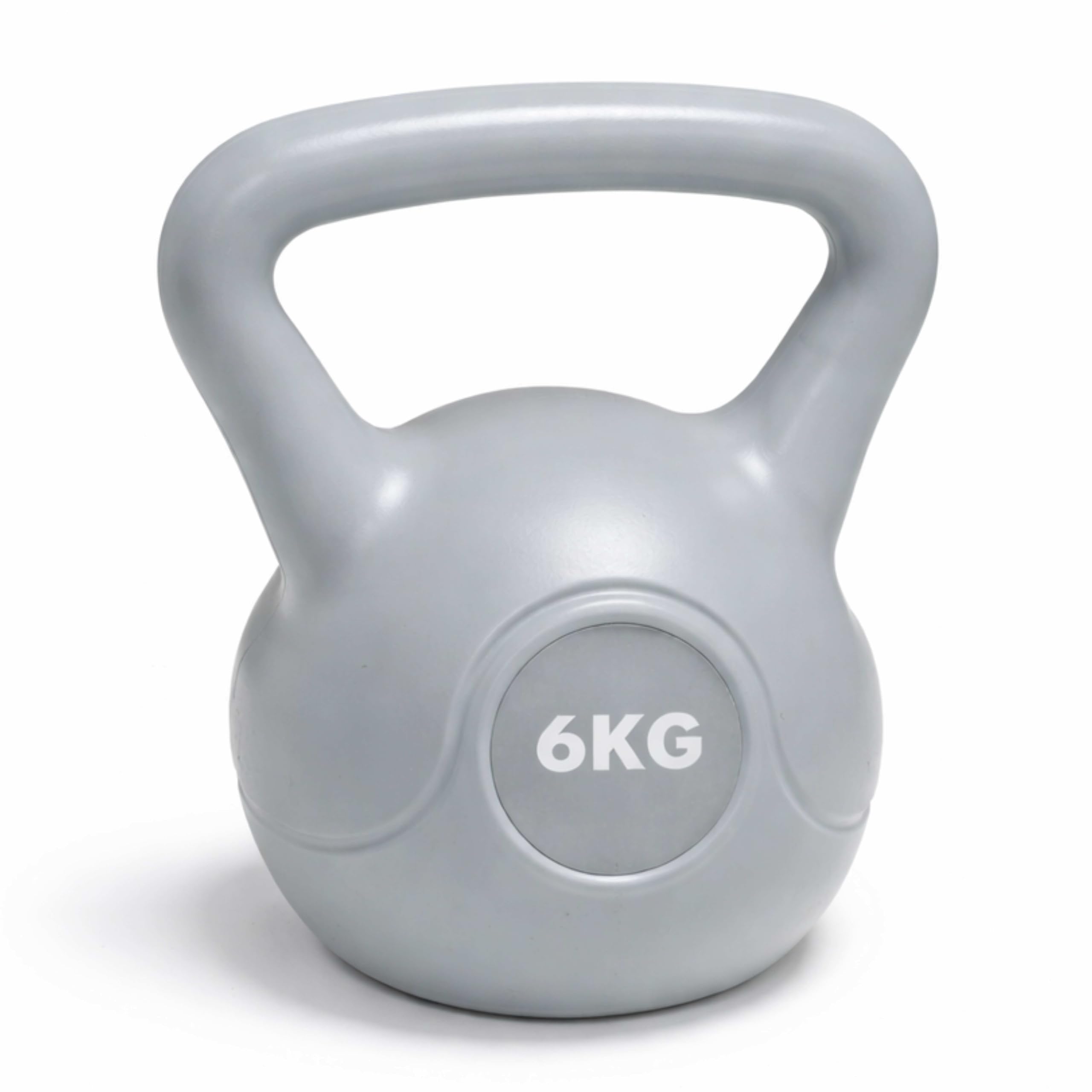 ADEPTNA Kettlebell Weight 4kg / 6kg – Vinyl Coated Kettlebell for Home Workout, Strength Training, Core Exercise, Full Body Fitness, Gym & Conditioning (Grey, 6KG)