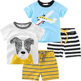Toddler Boys Pajamas 100% Cotton Summer Pjs for Boy Jammies Dinosaur Dog Little Kids Clothes Sleepwear Short Sets Size 2-7T