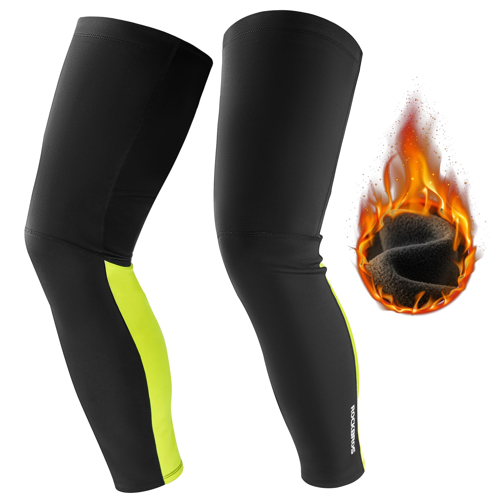 ROCKBROS Perneras de Ciclismo Invierno, Calentadores de Piernas Polar Térmico a Prueba de Viento Antideslizante para Hombre Mujer, para Bicicleta Running Deportes