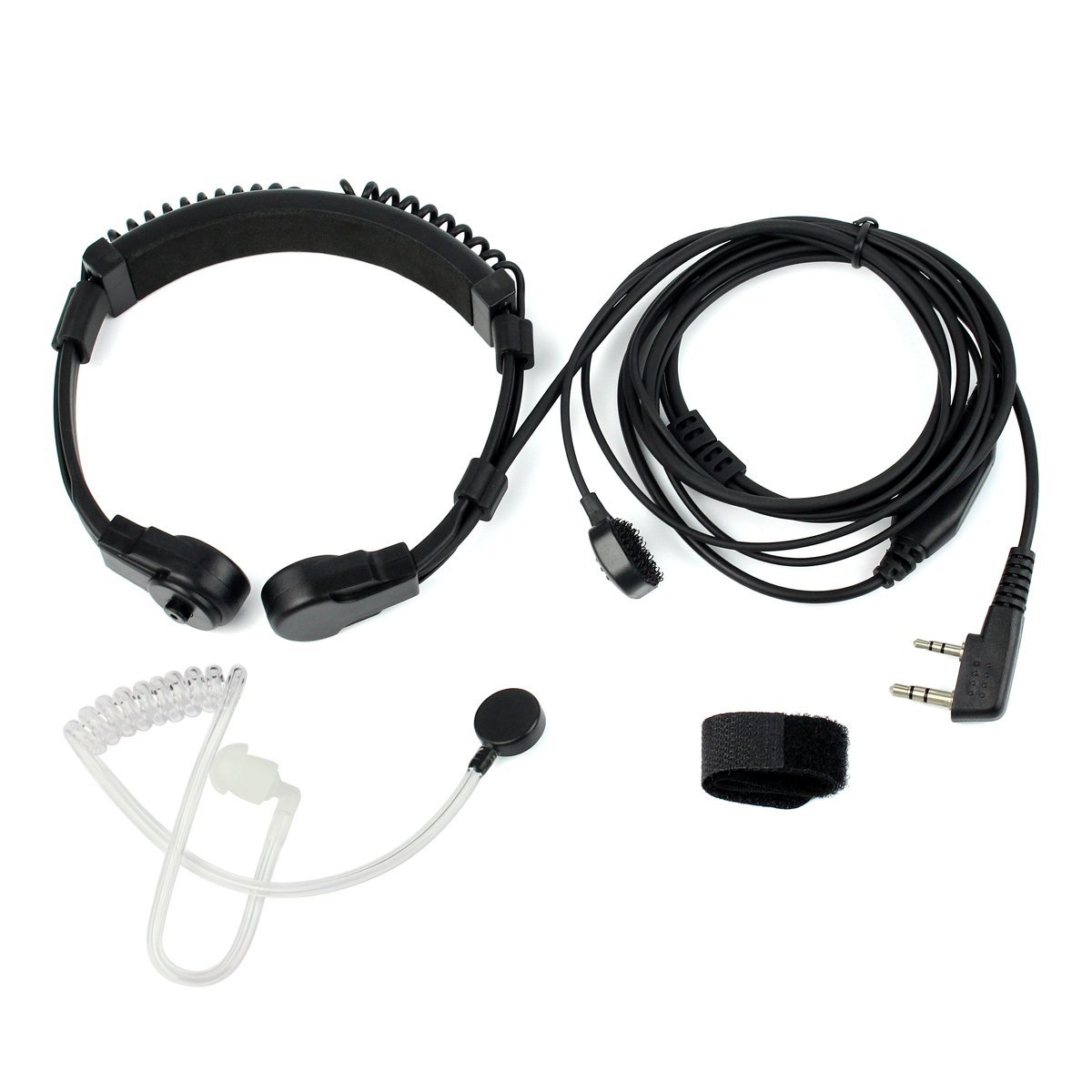 RetevisAdjustable Throat Mic Walkie Talkie Earpiece with Mic, Covert Tube, Finger PTT, for RT22 RT68 RT21 H-777, Compatible with Pxton Baofeng Kenwood Walkie Talkie, 2 Way Radio Headset(1 Pack)