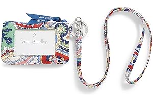 Vera Bradley Cotton Zip Id Case and Lanyard Combo