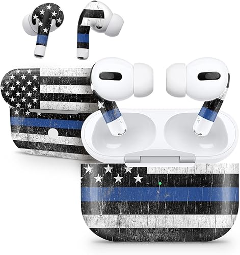 Compatible con AirPods Pro 2 - Calcomanía protectora de vinilo resistente a los arañazos - Bandera patriótica estadounidense de madera envejecida
