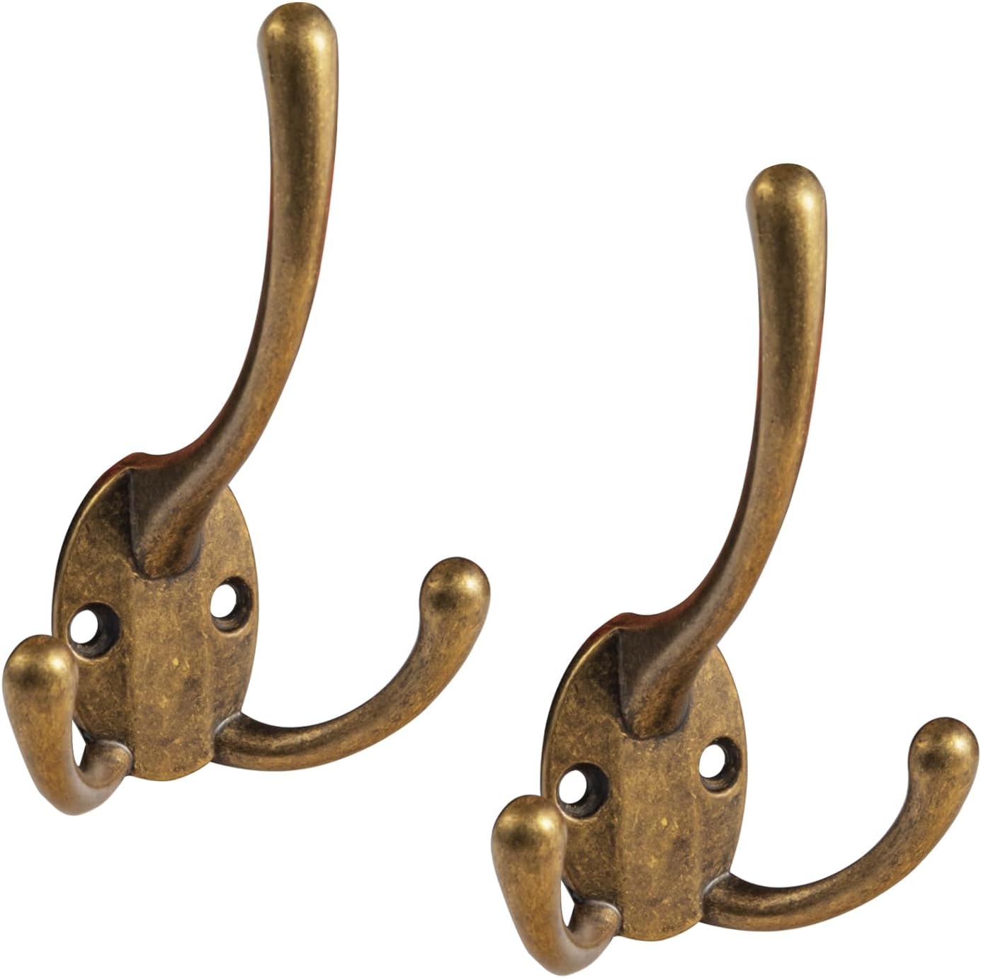 Goo-Ki Antique Brass Zinc Alloy Triangle Coat Hooks - Affordable Luxury Triangle Coat Hooks Hardware for Bedroom, Kitchen, 6 Pack