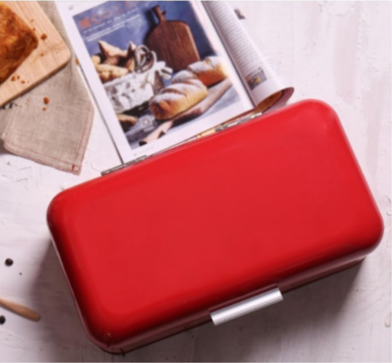 Caja De Pan Panera para Pan Caja De Pan Rectangular, Papelera De Metal para Mostrador, Contenedor De Almacenamiento De Alimentos Secos Multifuncional, Decoración Caja Contenedor De Pan