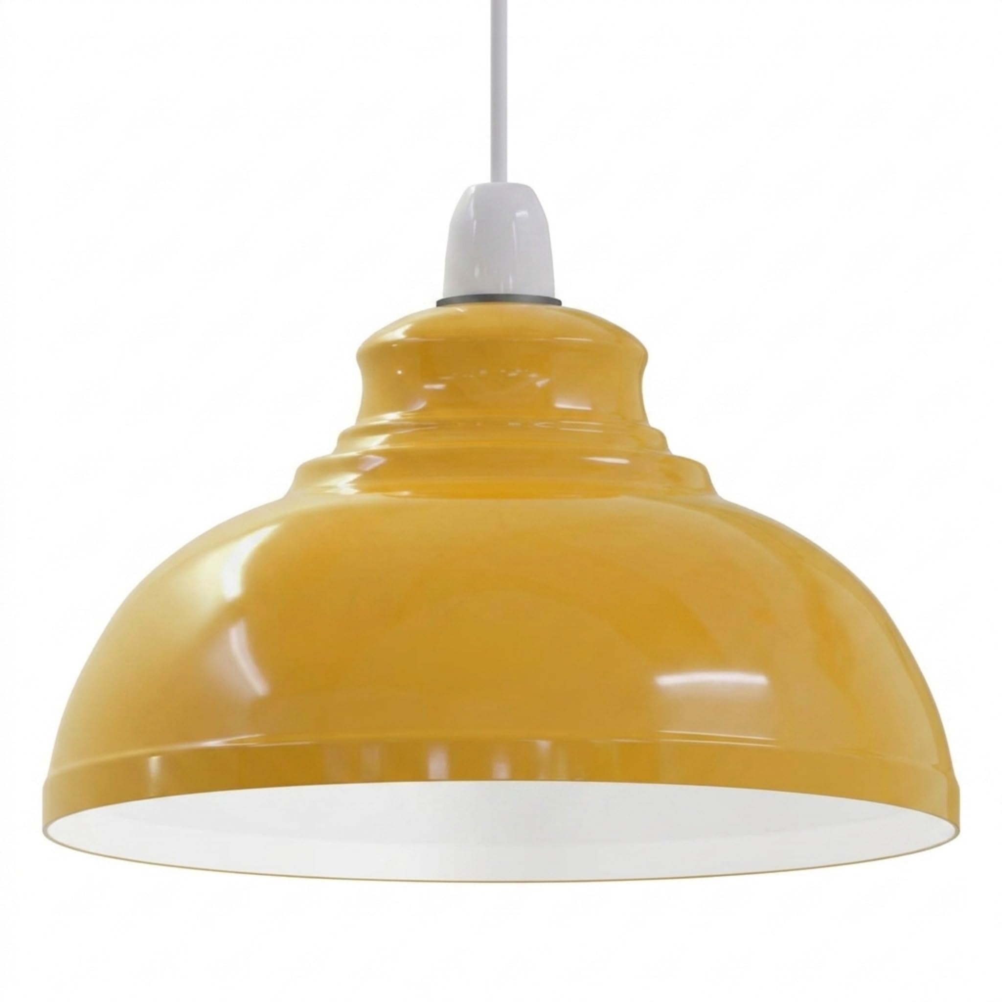Ledsone Yellow Retro Ceiling Light Easy Fit Pendant Metal 29Cm Curvy Lampshade, Modern Industrial Vintage Look Lamp Shade (Yellow)