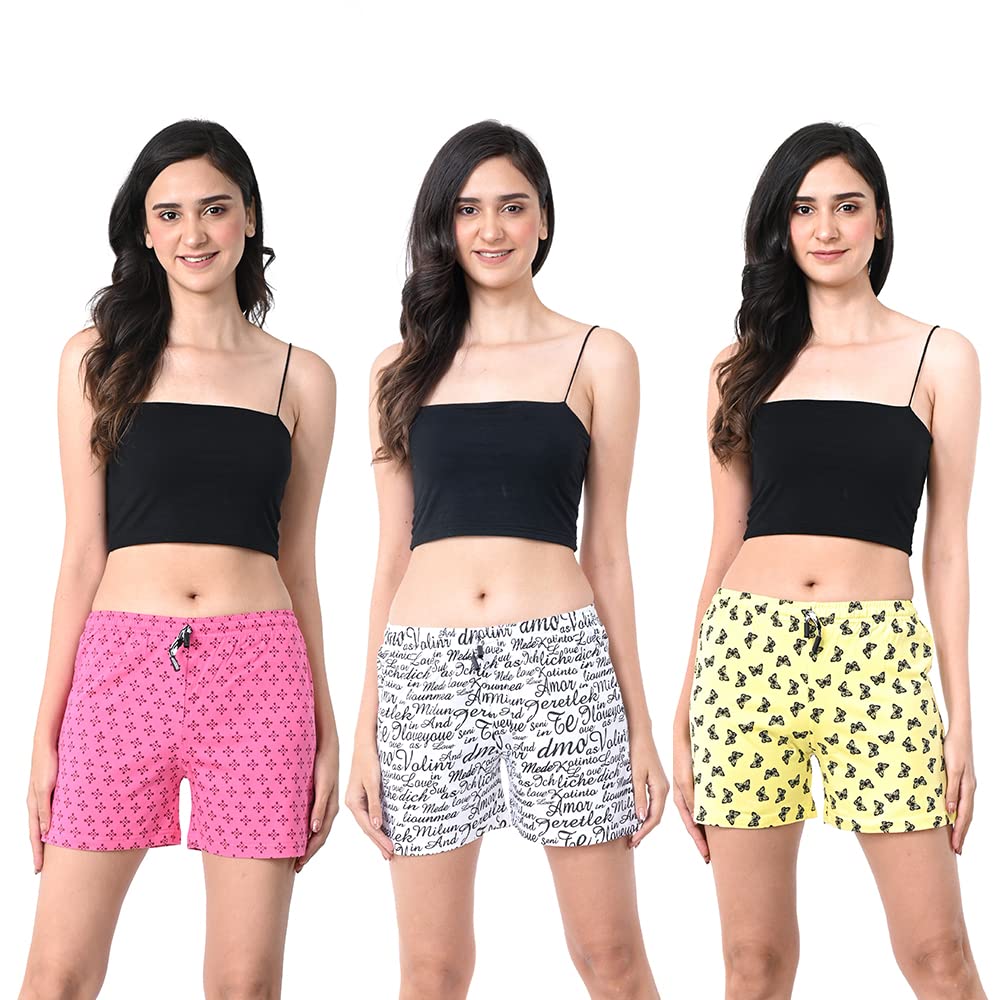 styleaone Women's Cotton Printed Multi-Coloured Shorts - Pack of 3-picture-28