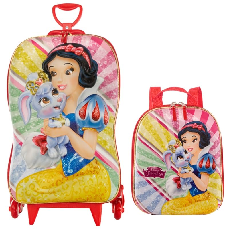 KIT MOCHILA DE RODAS + MOCHILA DE COSTAS PRINCESA BRANCA DE NEVE