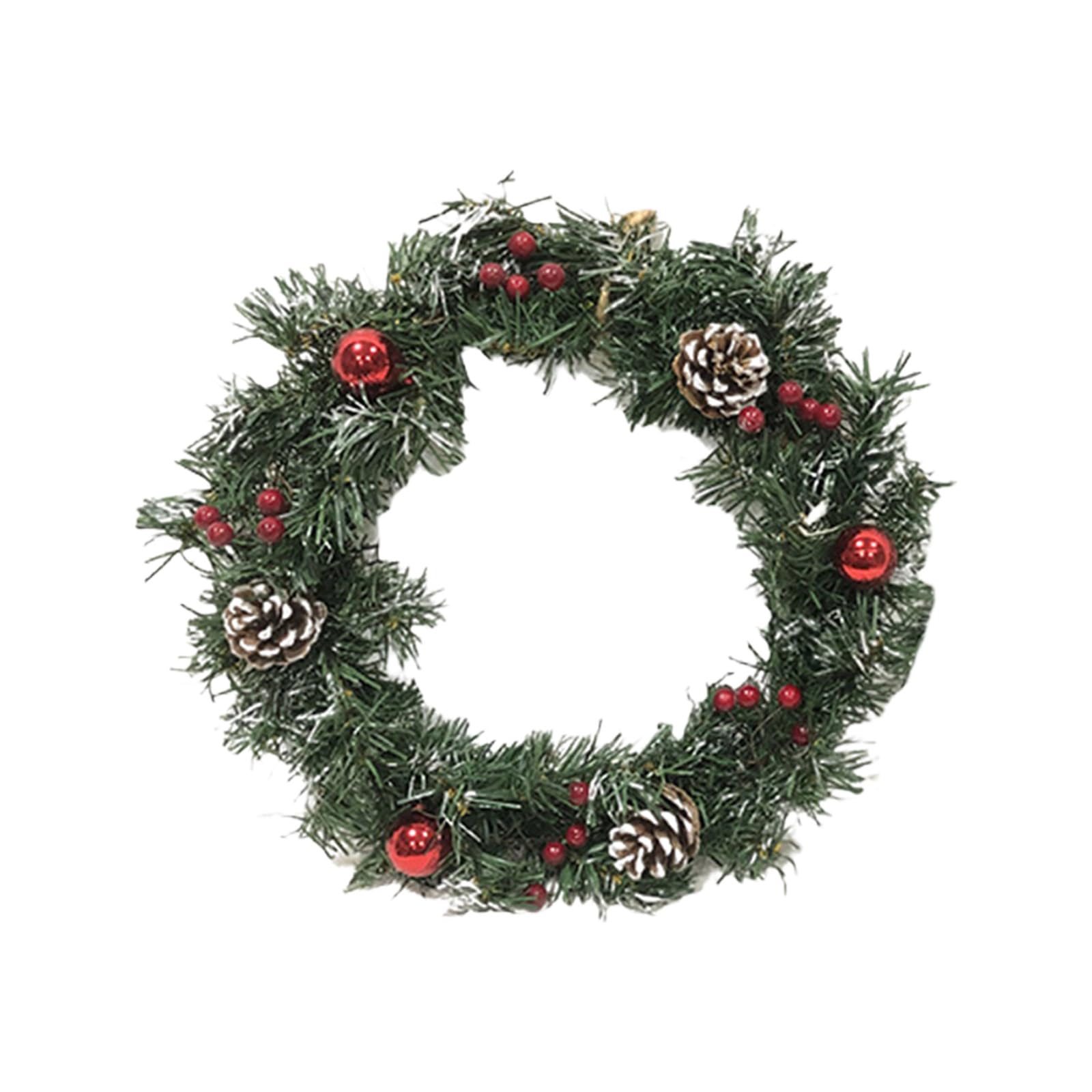Nucelit Christmas Wreath with Pinecone Front Door Wreath Green Garlands for Doorway Window Seasonal Party Decoration Pinecone Front Door