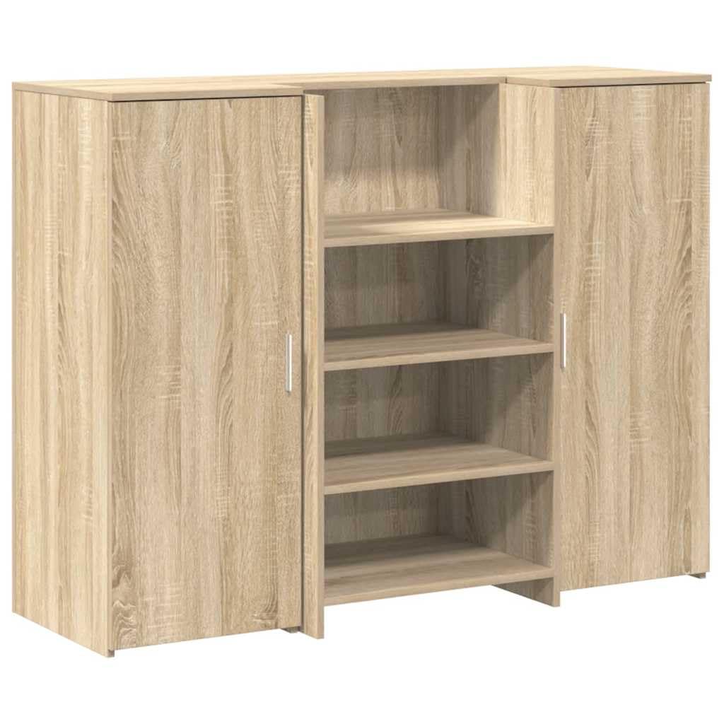 Banco reception Sonoma 135 x 50 x 103,5 cm, materiale a base di legno con piano integrato e armadio offre ampio spazio di archiviazione, mobile da ufficio robusto per ufficio aziendale
