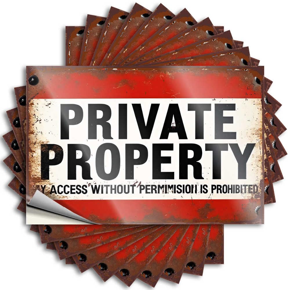 Private Property: Unauthorized Access Forbidden Sign Sticker Roll | Spring Laptop Removable Decal Pack(12X18CM)
