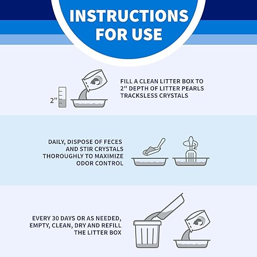 Miniatura 7 de Tracksless Litter Pearls - Arena para gatos, cristales blancos, transparentes y azules, arena para gatos Litter Pearls Tracksless de 20 libras,
