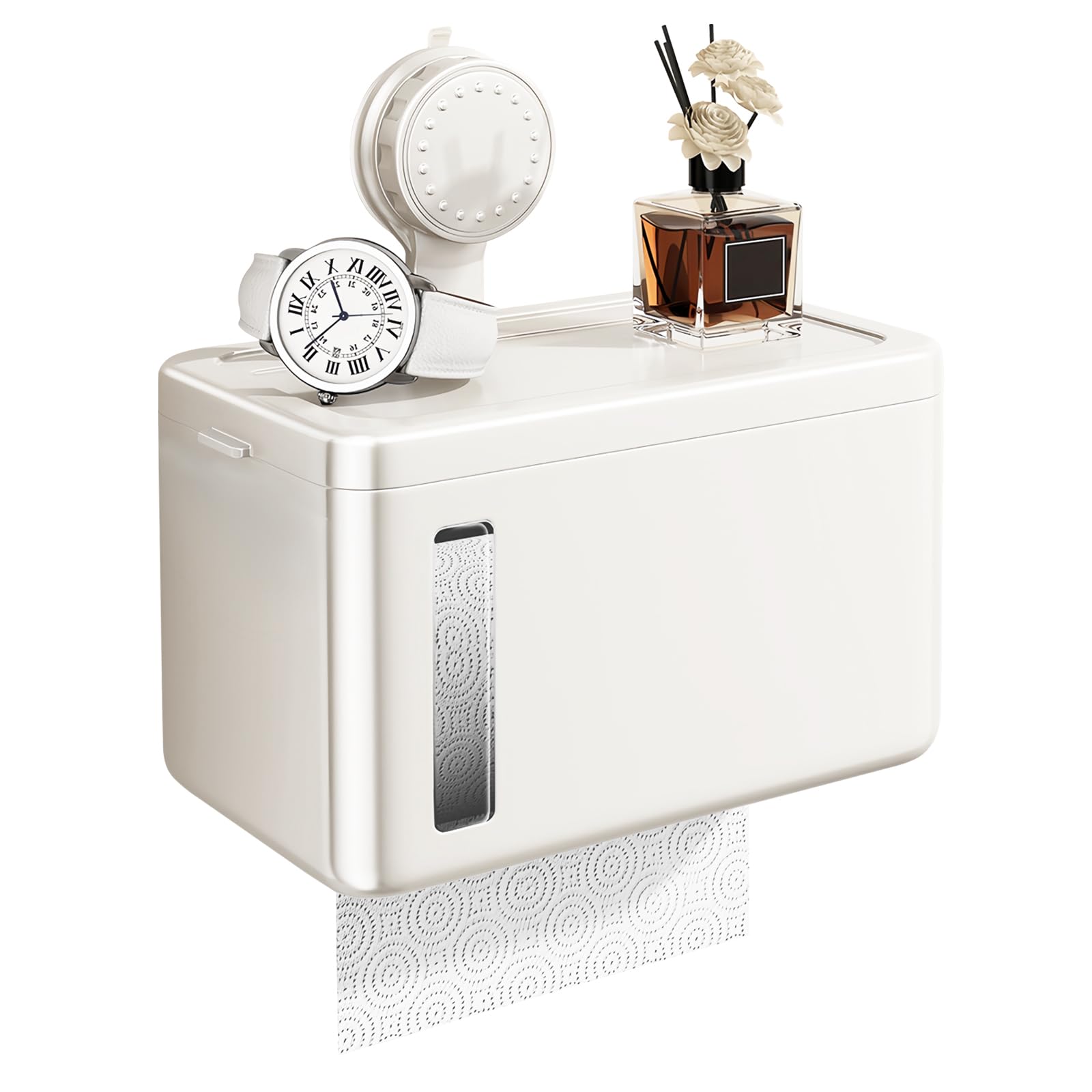 Suction Cup Tissue Holder, No-Drill Wall-Mounted Tissue Dispenser