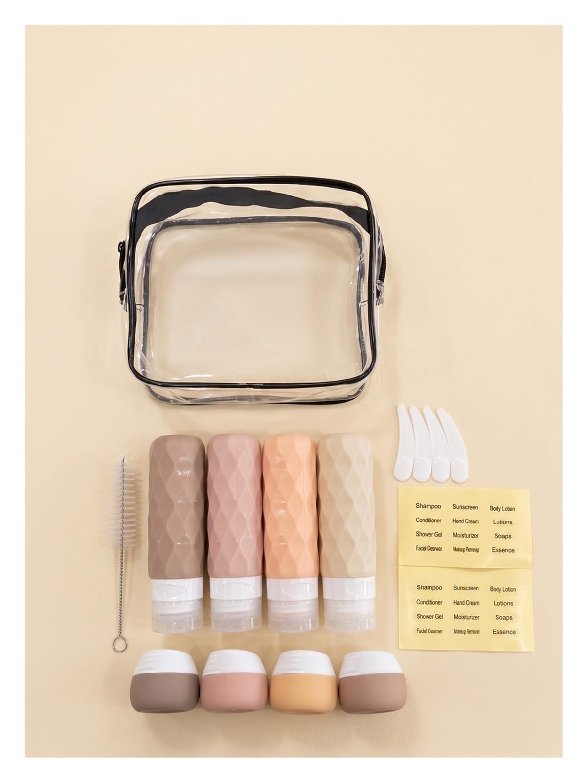 Flaconi da Viaggio Set di bottiglie da toilette viaggio in silicone | Kit portatile for la conservazione della cura della pelle in vasetti cosmetici ricaricabili a tenuta stagna(Color2)