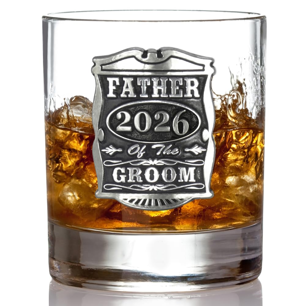 English Pewter Company 325 ml ojciec pana młodego szklanka do whisky spersonalizowany z Twoim rokiem – idealne prezenty ślubne dla drużbów – pudełko prezentowe [WD006]