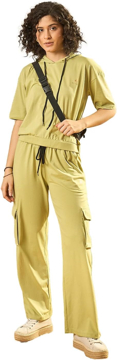 Modeve Women's Cotton Blend Co-Ords Set - Summer Style