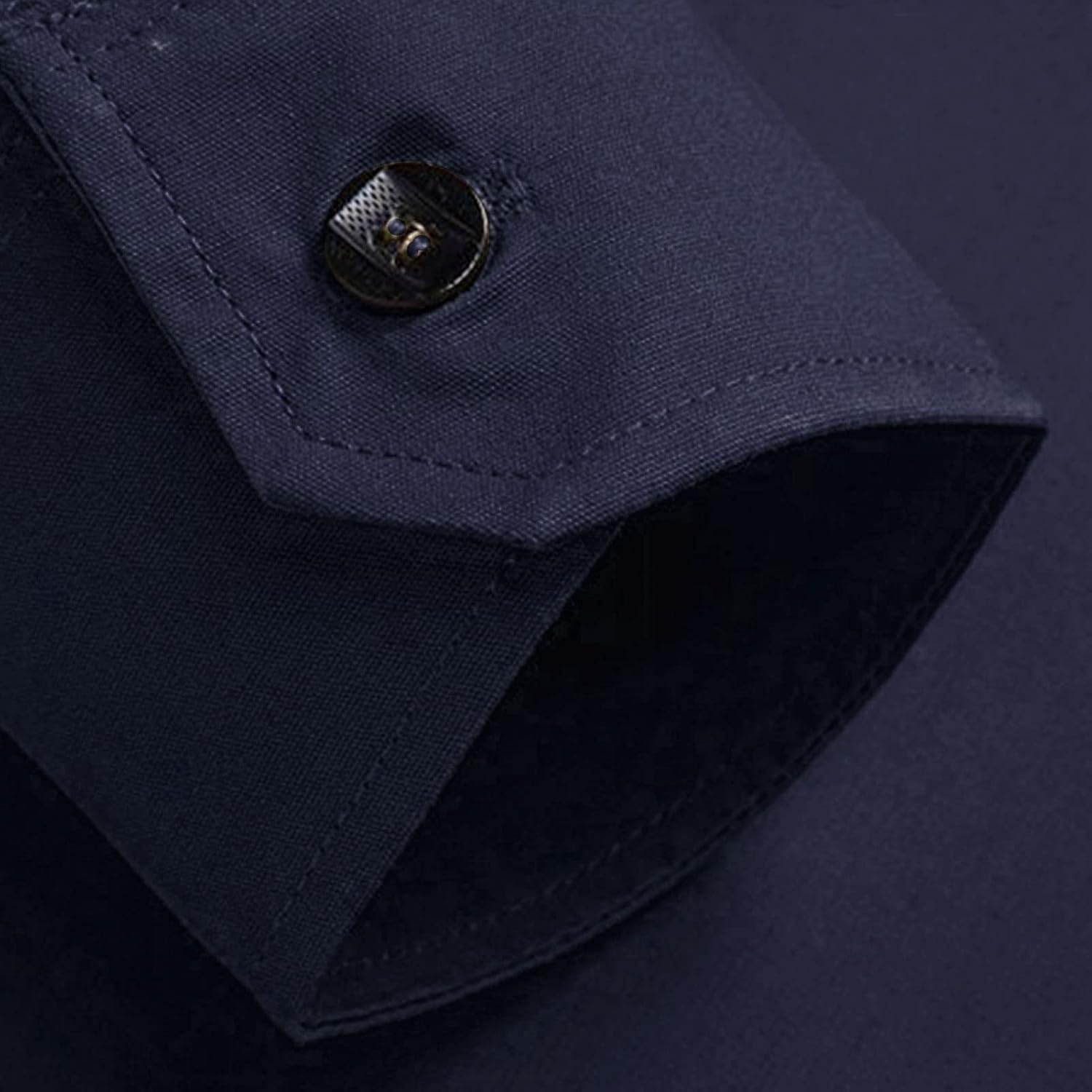 Men's Long Sleeve Classic Shirt Casual Cotton Button Up Shirts Spread Collar Beach Shirts with Pockets