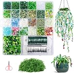Codree 5421 Pcs Perled Plant Kit avec Moss artificiel, perles vertes pour la fabrication de plantes perlées, pour les fleurs de fleurs de plantes pour la production de bijoux DIY Crafts Plantes suctrices