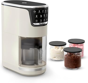 Moulinex Dolci, Gelatiera con 10 Programmi per Gelato, Sorbetto, Yogurt, Cocktail e Tanto Altro, Capacità Fino a 1,4L, con Tecnologia 1-Step Perfector, Pulizia Automatica, Colore Bianco, MJ602AF0