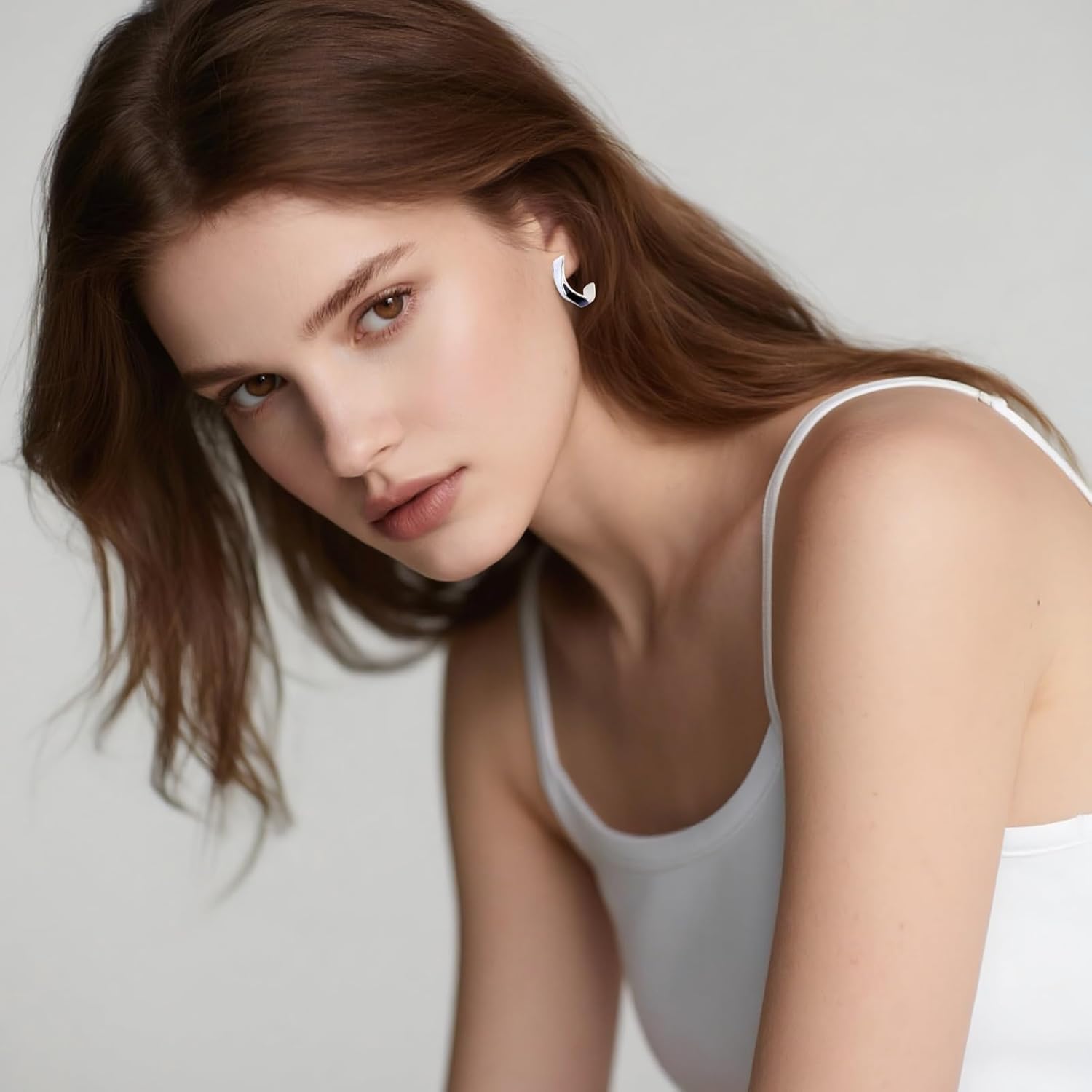 Two Tone Enamel Hoop Earrings for Women C-Shaped Earrings Colorful Enamel Jewelry Christmas Gift for Wife Girlfriend - Image 5