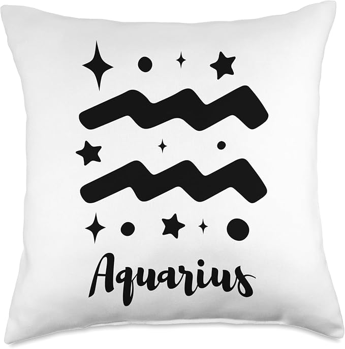 Cool Zodiac Horoscope Astrology Sun Star Signs Aquarius Zodiac Horoscope Astrology Sun Star Signs Throw Pillow, 18x18, Multicolor