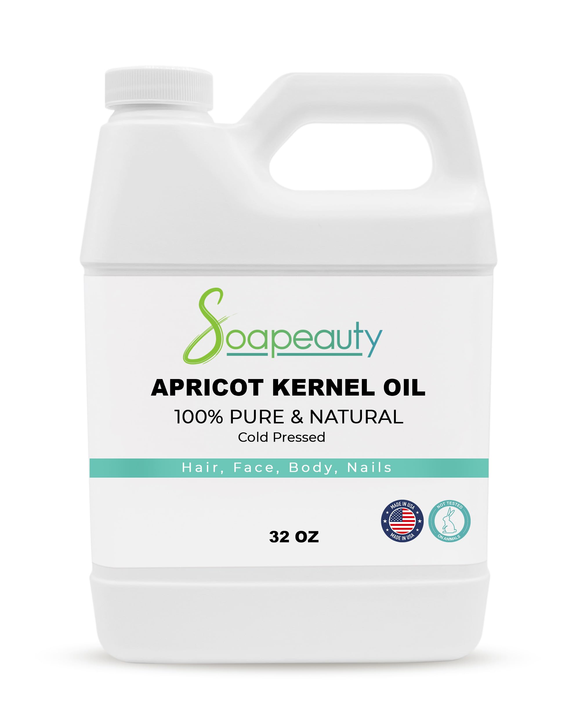 Apricot Kernel Oil 100% Pure Natural Cold Pressed Skin Hair 32 fl oz | Carrier Oil. Face & Body Moisturizer. Massage Oil. DIY Skincare & Soap Making. Cold Pressed 32 Fl Oz (Pack of 1)